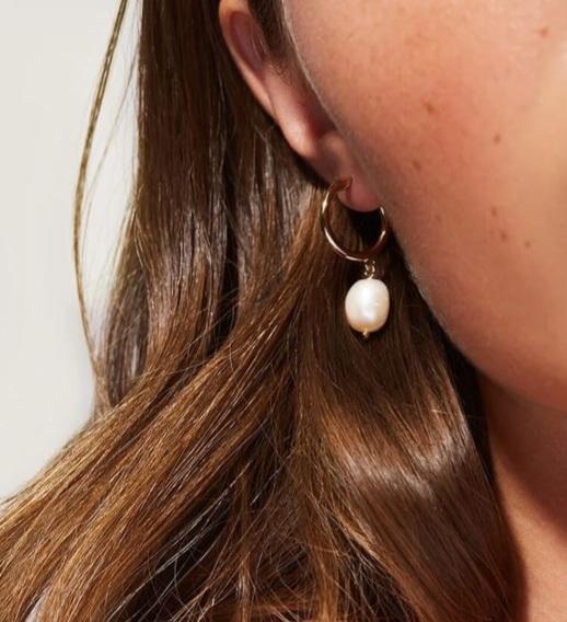 Pearl Drop Hoop Earrings