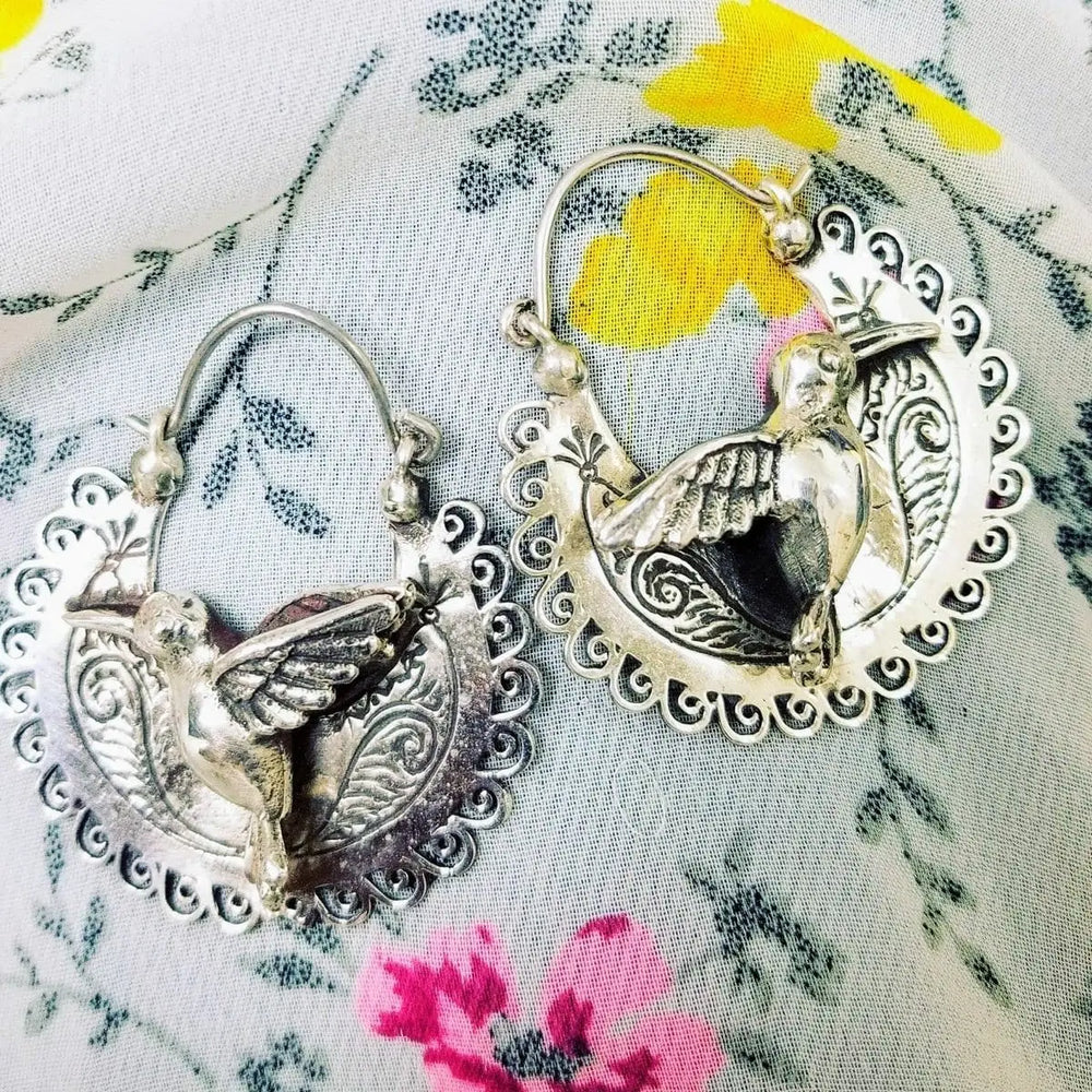 Hummingbird Sterling Silver Arracadas